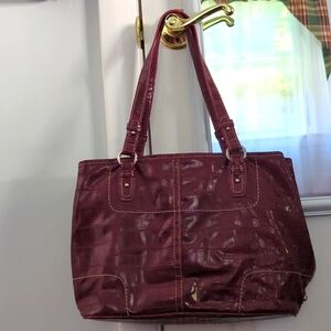 Nine West Burgundy Snakeskin Shoulder Bag Purse